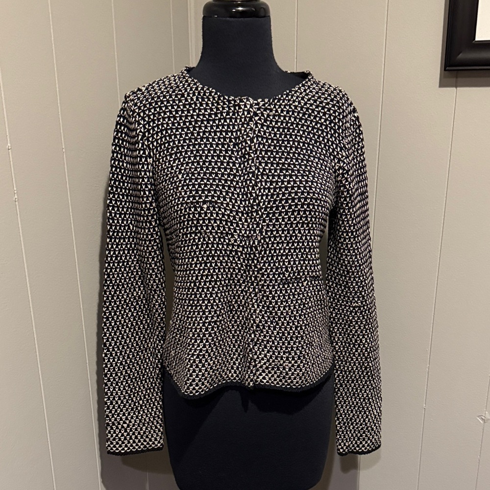 B17 Eileen Fisher Women’s XXS Textured Knit Monochrome Cardigan Sweater